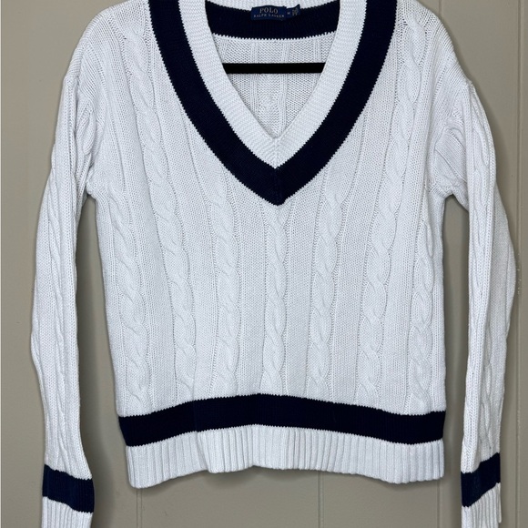 Polo Ralph Lauren Cable Knit Cricket Jumper 100% Cotton Womens Medium - Picture 2 of 13